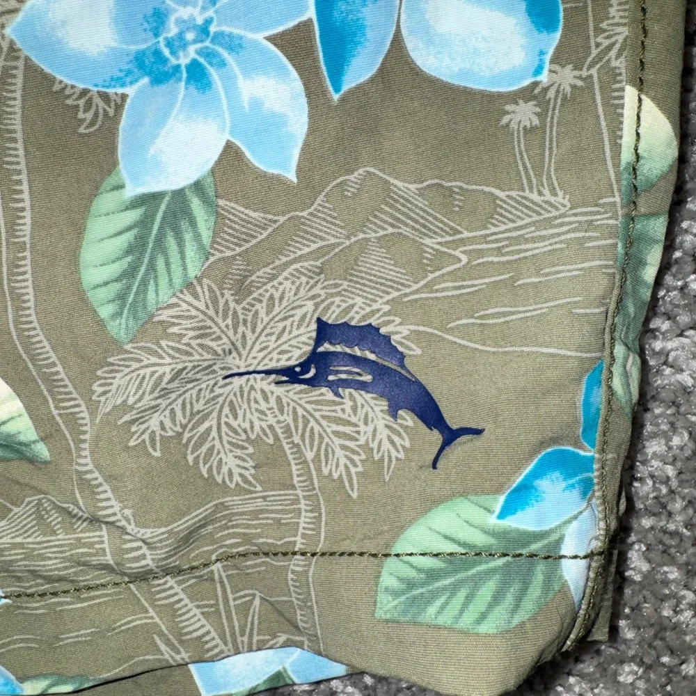 Tommy Bahama Naples Viejo Voyage Swim Trunks Mens Floral Green Blue XL NEW